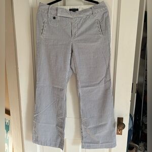 Banana Republic Martin Fit blue pinstripe seersucker wide leg cotton pants 10